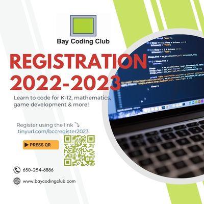 New School Year of 2022-23 registration is open 
 www.baycodingclub.com