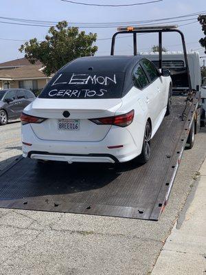 Car been towed back to Cerritos Nissan