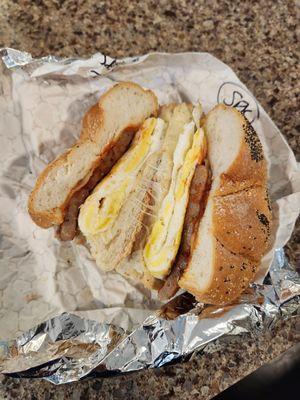 Sausage egg and Swiss. Miss NY .