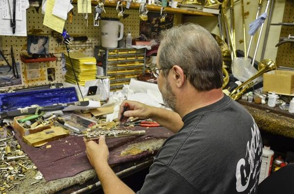 Mic also works in our band repair shop. He has been repairing band instruments for over 32 years.