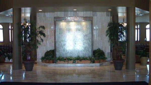 Visitors to the funeral home are greeted by a calming water feature as they enter.