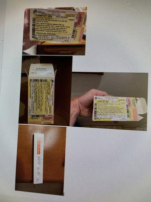 Paxlovid cartons with prescriptions and positive covid test strip.