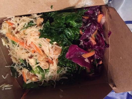 Small salad, kale, slaw and rice noodles