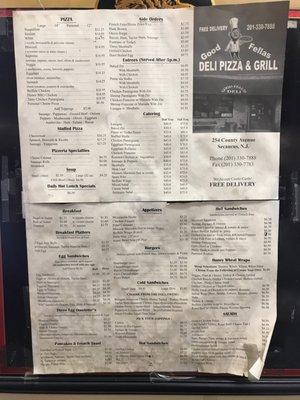 The menu