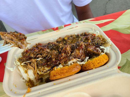 Brisket cornbread sliders