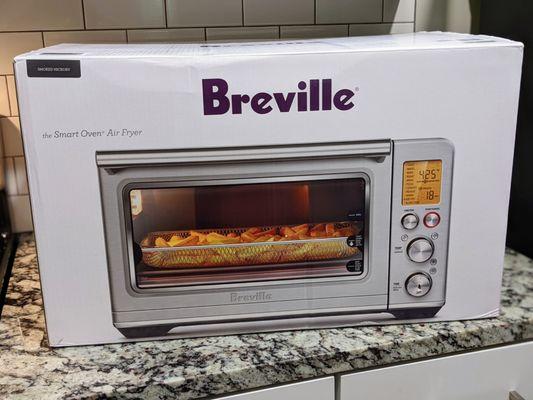 Breville Smart Oven Air Fryer, Smoked Hickory. Box, front. BOV860SHY.