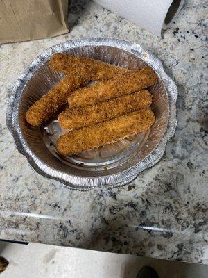 Mozzarella Sticks- homemade (missing one stick, too good to wait)