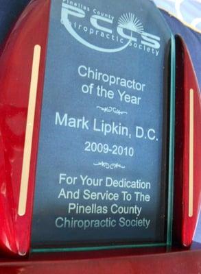 Chiropractor of the Year  Pinellas County Chiropractic Society  Dr. Mark Lipkin