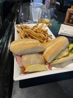 Italian sub with french fries.