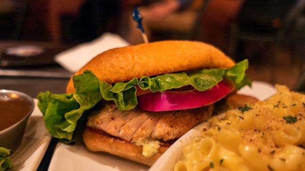 Indulge in the perfect blend of creamy and crunchy with our Blackened Seabass Sandwich!  #SeafoodLovers