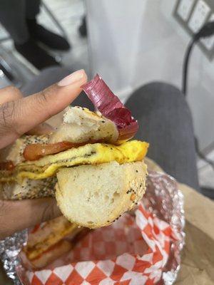 The sandwich looks nothing like what's advertised also onions are unpeeled