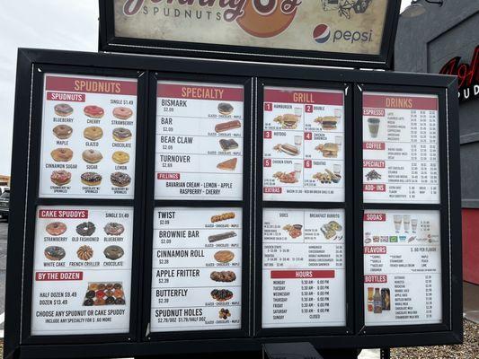 Drive thru menu