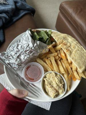 Gyro with fries and Hummus