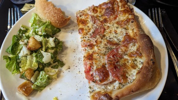 Cesar salad and tomato pie