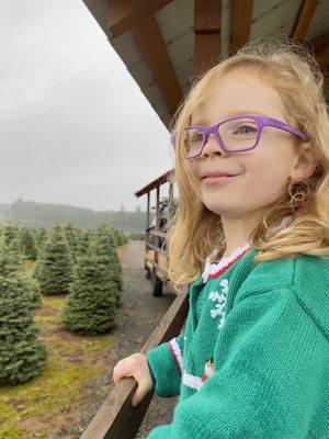 Enjoying the tractor ride