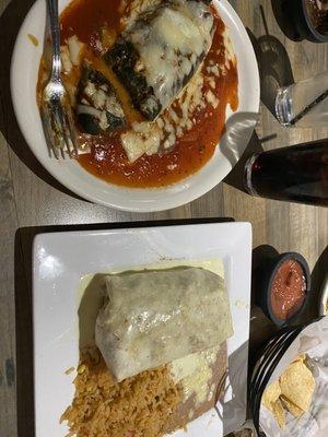 Chile Relleno a la Carta and Beef Fajita burrito.