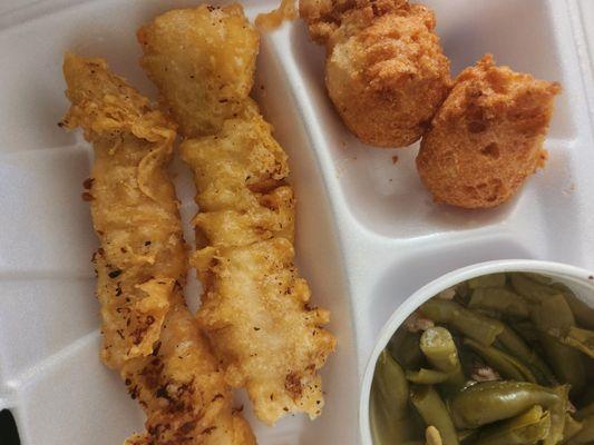 2pc fish and fries special (subbed green beans)