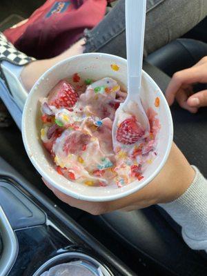 Original Tart Frozen Yogurt watermelon sorbet with fruity pebbles