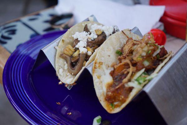 Mushroom fajitas and pumpkin tacos