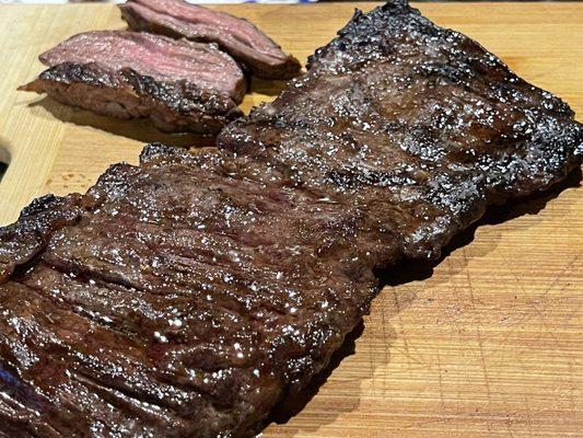 Skirt steak.  Juicy, full of flavor!?