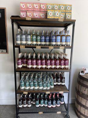 Bottles of spirits for sale at Griffo Distillery in Petaluma.