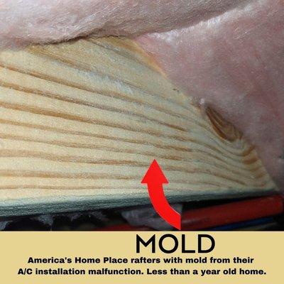 America's Home Place custom home builder provides malfunctioning air handlers that help grow mold in your home.