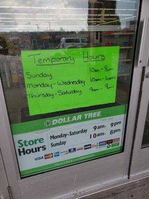 Temporary hours