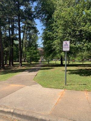 Lots of green grass, squirrels, and trees.