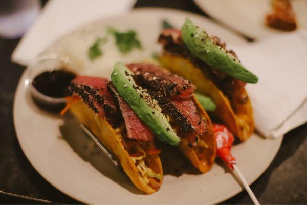 Seared Ahi Tacos with Jasmine rice