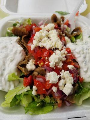 Beautiful Greek gyro salad, so tasty!