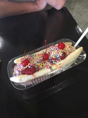 My banana boat and yes I will eat it all as you see just one spoon