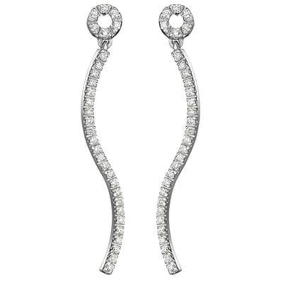 A different take on the line earring.  Diamonds set in white gold molded to a sexy little curve.