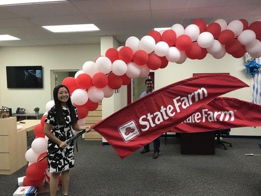 It's a banner day at James Chen State Farm Agency in El Monte. Getting ready for our big holiday party tomo with special performance at 12pm