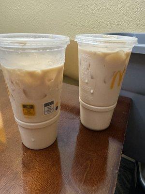 Two iced coffees that taste like sweet milk.