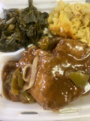 Smothered Pork Chops Dinner 2 Sides 
Home Of The 3 Sides Sunday & Tuesday