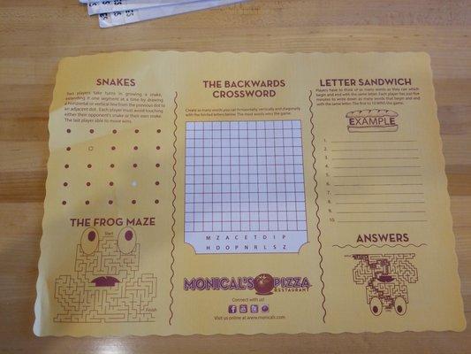 Always fun games to play on the placemats.