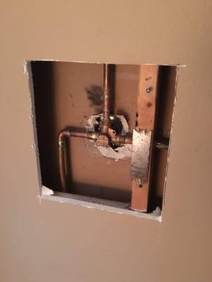 Repairing the drywall is easy, but cutting and sweating copper pipes is something I leave to professionals.