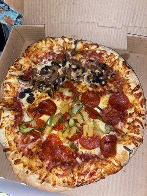 Half and half pizza