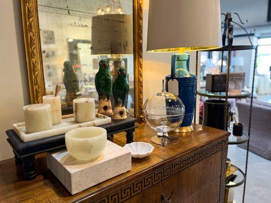 Our shop features a unique mix of antique and new home furnishings including wall decor and furniture.