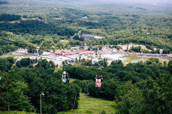 Enjoy epic views of the Poconos when you fly down Camelback Mountain on PA's longest Zip-Flyer!