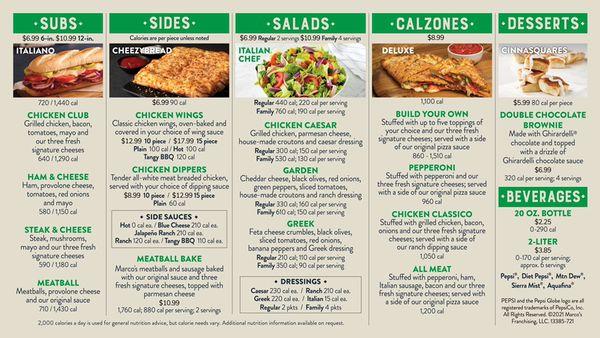 Sides and Subs Menu