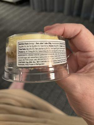 Ingredients for cheesecake sold as vegan