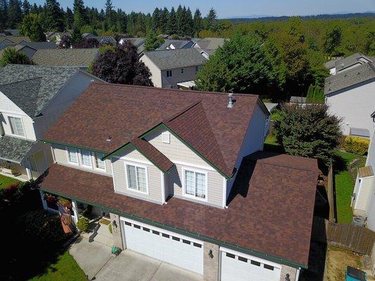 Roof replacement. Malarkey legacy with Scotchguard protection. Color: Antique Brown