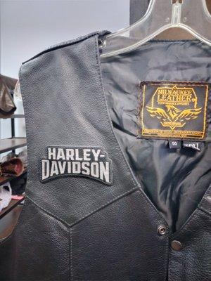 Harley Davidson patch sewn on leather vest