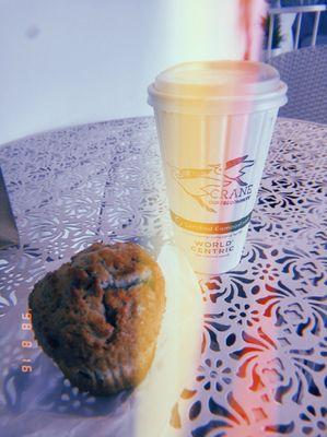 Sea salt caramel latte and blueberry muffin