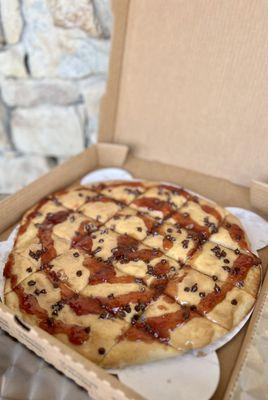 PB & J Pizza- it sounds crazy but we promise- it's DELISH! Choose between grape or strawberry jelly.