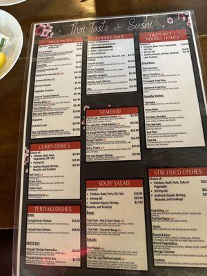 The menu