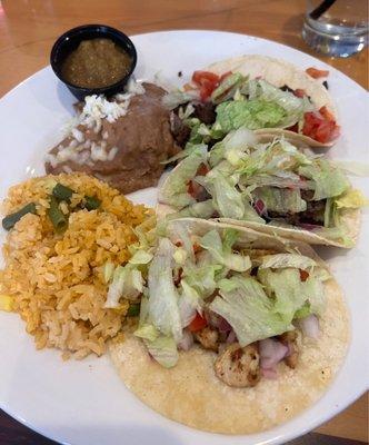 Taco trio - chicken, carne asada and ground beef