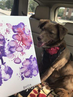 Wanted to thank the staff at Dogtopia for this creative dog care idea-paw print canvas painting.