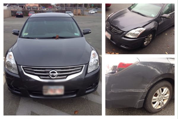 Before (front and rear end damage) After (my beautiful baby all better)